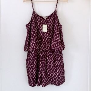 NWOT Lucky Brand Maroon Layered Shorts Romper L